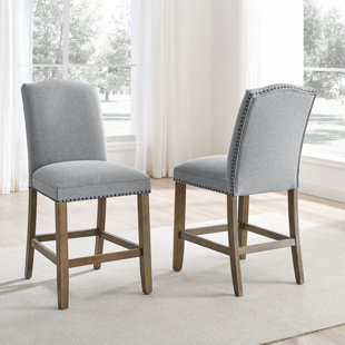 WILDON HOME® Hallowell Upholstered Counter Stool with Solid Wood Frame (Set of 2)