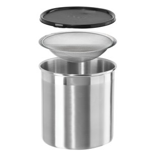 Oggi Prep Stainless Steel Jumbo Grease Can W/ Strainer (3.8 Lt, 4 Qt)