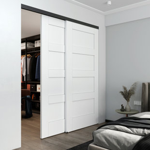 CALHOME Sliding Double Bypass Double Door Barn Door Hardware Kit
