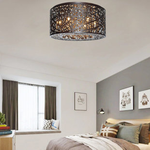 DECOMUST Dia 15.7 inches 4 Light Crystal Flush Mount Bird Nest