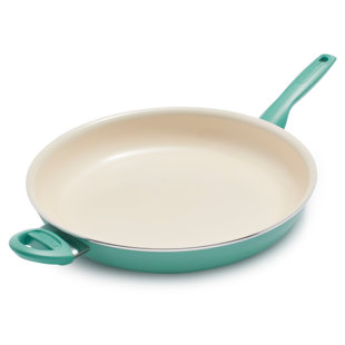 GreenPan Rio Healthy Ceramic Nonstick 13.5" Frying Pan Skillet with Helper Handle, Turquoise