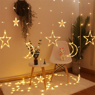 AIKE HOME Star Moon Curtain Decoration Night Light