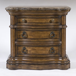 PULASKI FURNITURE San Mateo Wood and Marble Nightstand