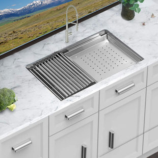 KBFmore 23" L x 19" W Workstation Kitchen Sink with Accessories 16 Gauge Undermount Stainless Steel