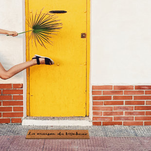 EVIDECO La Maison du Bonheur 30x10 Long Sheltered Front Door Mat Coco Natural