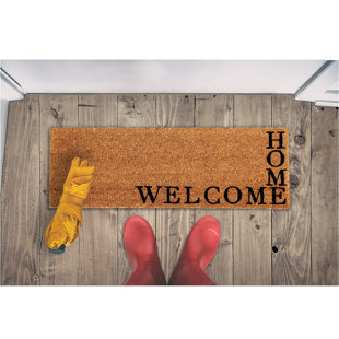 EVIDECO Welcome Home Outdoor Mat for Front Door Natural Coco Mat - 30x10