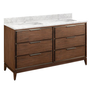 SIGNATURE HARDWARE 60" Hytes Double Bathroom Vanity Set with Rectangular Undermount Sinks