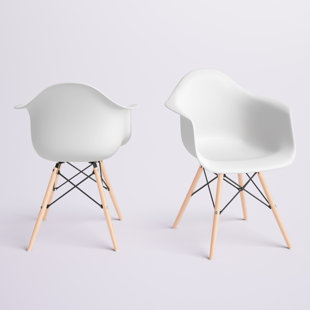 HASHTAG HOME Hermina Plastic Dining Chair with Beechwood Legs (Set of 2)