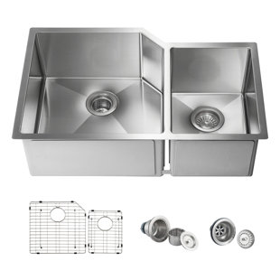 KIBI 32'' L Undermount Double Bowl Stainless Steel Kitchen Sink