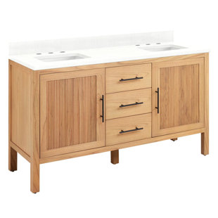 SIGNATURE HARDWARE 60" Ayanna Double Bathroom Vanity Set with Rectangular Undermount Sinks