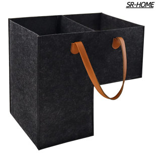 SR-HOME Stair Basket With Leather Handle For Carpeted Stairs