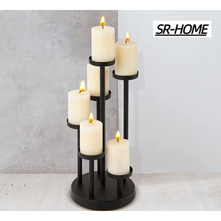 SR-HOME 13.38'' H Iron, Metal Tabletop Candelabra