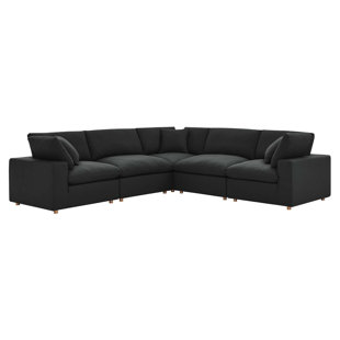 Modway Commix Down-Filled Overstuffed Upholstered Sectional Sofa Set, 5 Piece L Shape