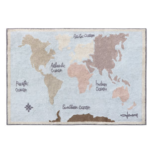 LORENA CANALS Handmade Tufted Rectangle 4'7'' x 6'7'' Cotton Area Rug in Natural/ Sand Beige/ Marron/ Beige dot/ Dark Grey/ Butterfly Grey/ New Blue