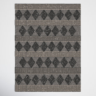 JOSS & MAIN Altie Geometric Handmade Handwoven Area Rug in Charcoal/Beige