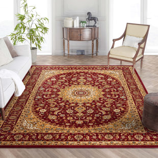 WELL WOVEN Oriental Machine Woven Red/Beige Area Rug