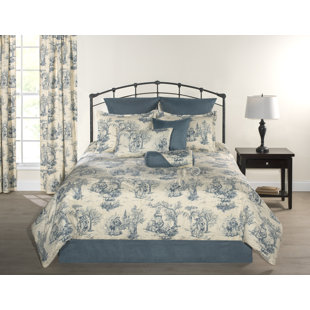 VICTOR MILL Provence blue toile cotton 4 Piece Comforter Set or mini duvet