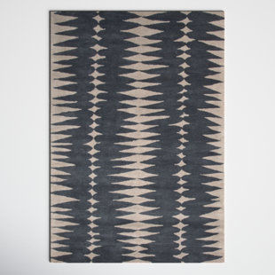 JOSS & MAIN Laticia Handmade Hand Tufted Wool Black/Beige Rug