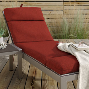 SOL 72 OUTDOOR™ 72" x 22" Rectangular French Edge Outdoor Chaise Lounge Cushion with Ties and Hanger Loop