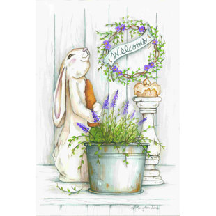 AUGUST GROVE® Welcome Bunny by Mary Anne June - Wrapped Canvas Painting