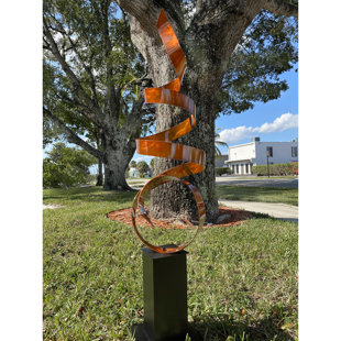 STATEMENTS2000 Copper-Sea-Breeze Metal Decor - 12" Base 48" X 10" X 10" - Metal Sculpture Stunning Modern Art for Home or Garden