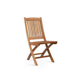 SOHOCONCEPT Pedasa Teak Solid Wood and Slat Back Folding Side Chair in Natural