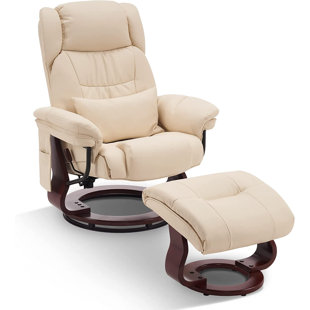 NEWACME LLC Swivel Recliners With Ottoman, Vibration Massage TV Chairs, Faux Leather Ergonomic Lounge Chair