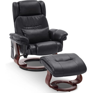 NEWACME LLC Swivel Recliners With Ottoman, Vibration Massage TV Chairs, Faux Leather Ergonomic Lounge Chair