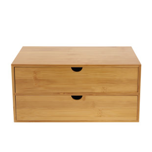 MILLWOOD PINES Bamboo Desk Organizer Tabletop Storage Box with 2 Drawers