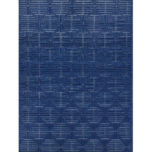 Exquisite Rugs Manzoni Handmade Hand Loomed New Zealand Wool Navy Area Rug