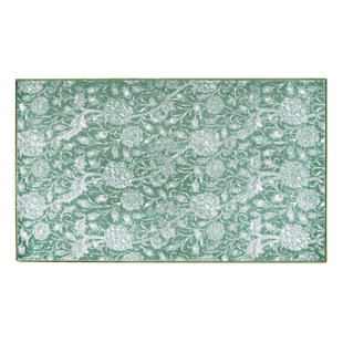 MY MAGIC CARPET Washable Kalini Floral Green Washable Rug 2.5X10