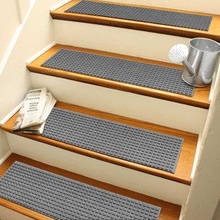 MATTERLY WaterHog Squares 8.5 in. x 30 in. Indoor Outdoor Stair Treads (Set of 4)