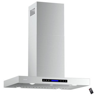 EKON KITCHEN EXPERT NAIS2 35.23" 900 CFM Ducted Island Range Hood in Silver Remote Control Included