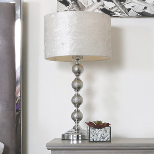 ASTORIA GRAND Kensal Luxury Crystal Table Lamps, 53.5cm Glass Bedside Buffet Lamp with Velvet Fabric Shade (Set of 2)