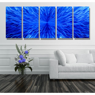 STATEMENTS2000 Blue Vortex Xl On Metal 5 Pieces by Jon Allen Painting