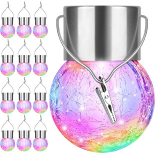 C&G HOME Silver Low Voltage Solar Powered LED Glass Fence Post Cap Light Pack