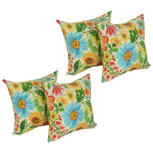 Blazing Needles Indoor/Outdoor Reversible Throw Pillow (Set of 4)