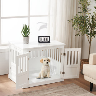 Tucker Murphy Pet™ Furniture Style Dog Crate End Table, Wooden Dog Kennel With Double Doors, Dog House For Small Medium Dog Indoor Use, 0666