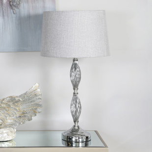 ASTORIA GRAND Gants Luxury Table Lamps for Living Room, 55cm Bedside Buffet Lamp with Metal Base and Velvet Shade (Set of 6)