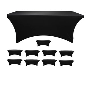 BANQUET TABLES PRO Bulk 10 Pack Case 8 Foot Stretch Spandex Table Covers White (Set of 10)