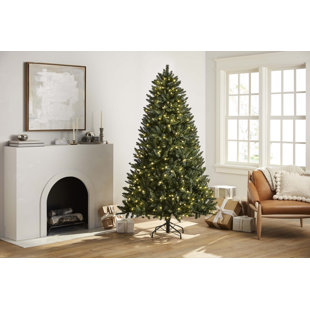 TREE CLASSICS BY BALSAM HILL Full Profile Artificial Heritage Balsam Spruce Christmas Tree Prelit with Clear LED Lights