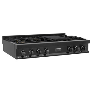 ZLINE Porcelain 48" Gas Cooktop with 7 Burners and Griddle