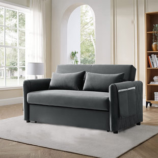 MERCER41 55 inch -Loveseat Modern Convertible Sleeper Sofa Bed, Velvet Sofa Couch with Pull-Out Bed