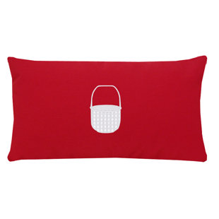 NANTUCKET BOUND Embroidered Basket Indoor/Outdoor Lumbar Pillow