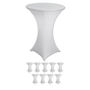 BANQUET TABLES PRO Bulk 10 Pack Case 30 Round X 42 Height Highboy Stretch Spandex Table Covers White (Set of 10)