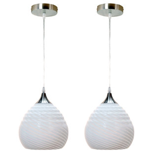 BREAKWATER BAY Christopherson 2 - Light Brushed Nickel Single Pendant (Set of 2)