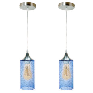 BREAKWATER BAY Chrysanthos 2 - Light Brushed Nickel Cylinder Pendant (Set of 2)