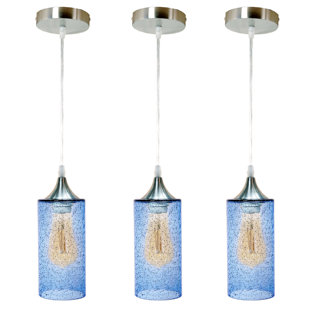 BREAKWATER BAY Chrysanthe 3 - Light Brushed Nickel Cylinder Pendant (Set of 3)