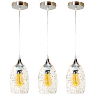 BREAKWATER BAY Chromite 3 - Light Brushed Nickel Drum Pendant (Set of 3)
