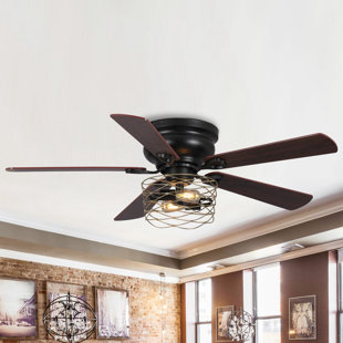WILLISTON FORGE 48" 5 - Blade Flush Mount Ceiling Fan With Light Kit And Remote Control